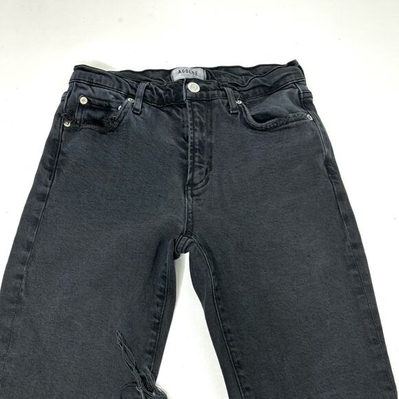 Agolde Toni Faded Black Distressed Mid Rise Skinny Jeans 25 - Picture 3 of 14